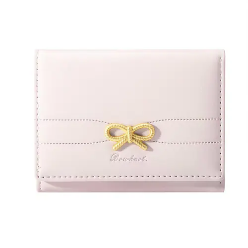 EunoiaLens Women's Fashionable Stylish Cute Wallet - Plain Bow Accent Cardholder, Lightweight Small Compact, ID Window, Practical Luggage & Bags Accessory, Christmas Gift for Women, Fashionable Wallet