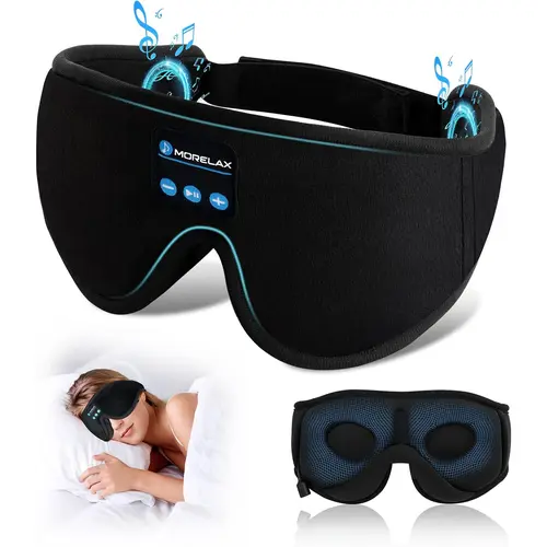 Morelax 3D Bluetooth Sleep Mask Headphones - 100% Blackout Wireless Eye Mask for Insomnia, 12H Playtime, HD Stereo, Adjustable for Side Sleepers, Travel, Ideal Adult Accessory & Gift for Boyfriend, Men, Unique Adulting Gift, Gifts For Boyfriend, Mens Gift