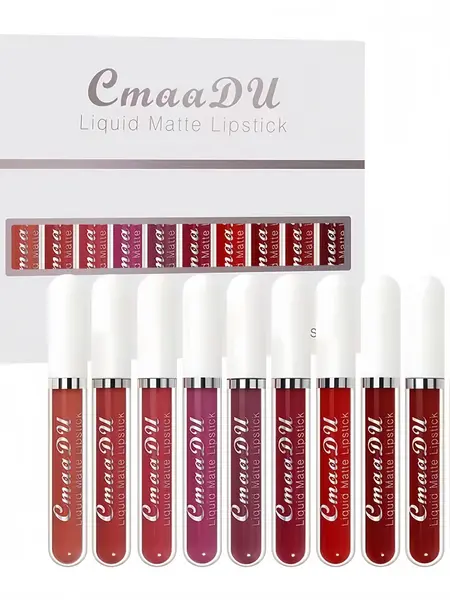 10-Piece Matte Liquid Lipstick Multi-Pack, Long-Lasting Waterproof Cosmetic Lip Glaze with a Non-Stick Finish for All Skin Types, 10 Pcs, Matte Liquid Color, Makeup Products, Beginner Makeup, Acne Prone, Sweatproof Hold