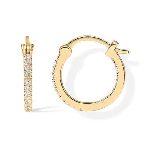 PAVOI 14K Gold Plated 925 Sterling Silver Post Cubic Zirconia Hoop Earrings for Women