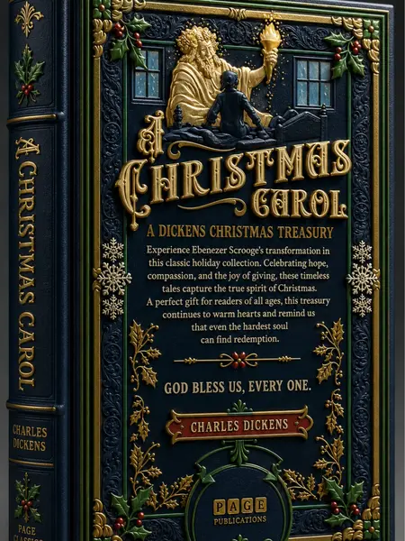 A Christmas Carol by Charles Dickens - English Debossed Deluxe Hardcover Treasury Book, 582 Pages Dickensian Victorian Classic Literature, 3-Color Foil, 6.18in x 9.53in Ebenezer Scrooge Redemption-Themed Holiday Read