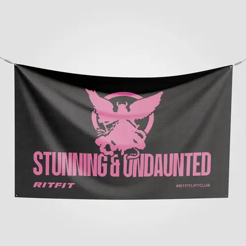 RITFIT Standard Sports Theme Flag - Decorative Tapestry with Pink Graphic Print, Fitness Room Decor, Home Gym Wall Decor, Hanging Wall Art