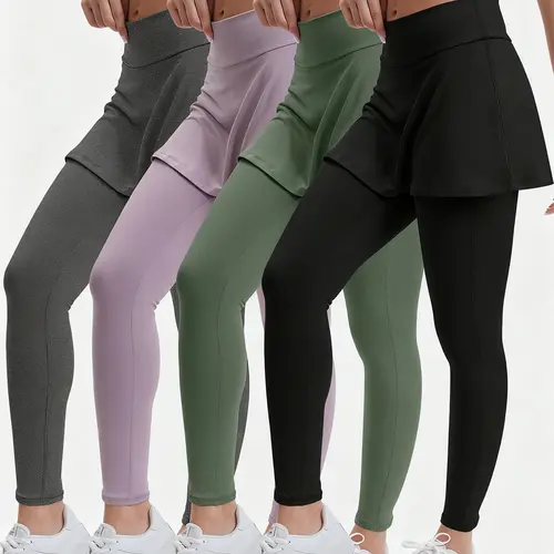 4 Pack Women's Skirted Leggings High Waisted Yoga Legging With Skirts &Women Tennis Skorts with Pockets Yoga Running Pickleball Athletic Skirt leggins gym summerwins