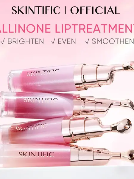 [HOT] SKINTIFIC Hydrating Brightening Lip Serum with Hyaluronic Acid & Peptide for Radiant Lips Gentle Glossy Korean Beauty Makeup Balm Shea Smooth Moisture with Cooling Metal Roller Applicator