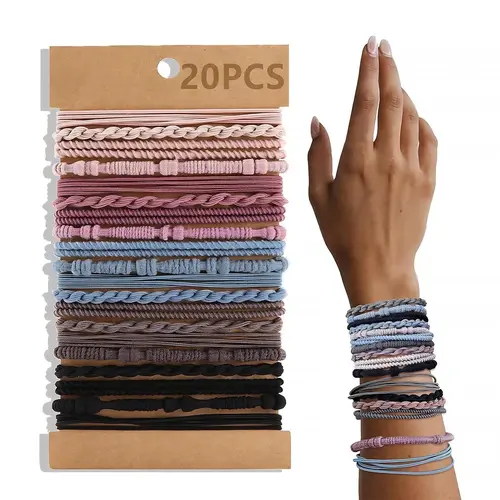 20 PCS Boho Style Hair Tie, Minimalist Headwear Suitable for Thick Hair, Braid, Fashion Hairstyles Band Hair Accessories for Party, Daily Clothing Decor,back to school,back to school haul
