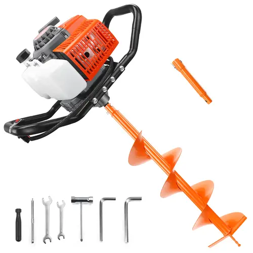 【toolupgrade】NEOTEC 72CC 2-Stroke Gas Powered Earth Auger Post Fence Hole Digger Equipped Available with a single 8-inch Drill Bit or a Combo Set of 6-inch + 10-inch Drill bits, Petrol Drill Borer for Garden & Lawn, Digging