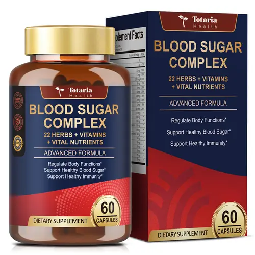 Totaria Blood Sugar Complex Capsules | 22 Herbs & Vitamins & Minerals | Supports Healthy Glucose Metabolism & Overall Wellness | Natural Supplement