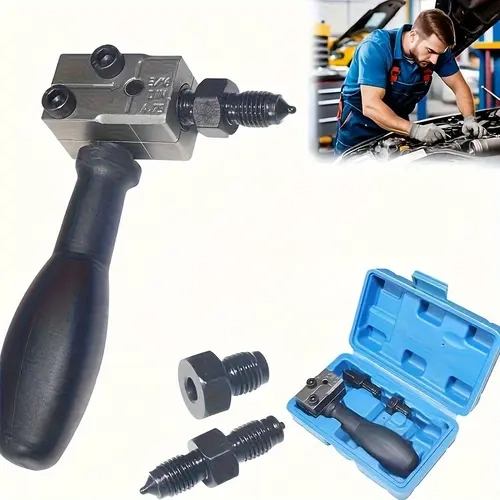 1 Set Universal Car Brake Line Flaring Tool Kit, Precision Automotive Brake Wire Crimping Tool, 3/16 Inch Double-Sided Flare Tool Set, 45-Degree Universal Vehicle Brake Repair Tools, Easy to Use, Auto Brake Line Expander for Professionals,car accessories,