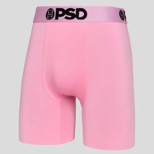 PSD Mens Solid - Pink Boxer Brief - Standard Length 7 Inch Inseam, Soft and Breathable Poly Blend Fabric