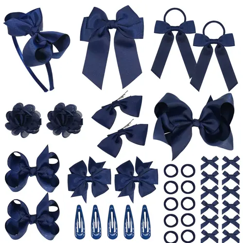 15/40 Piece Bow Hair Accessories Set, Headbands Clips Rubber Bands, Christmas Holiday Party Decorations, Easy Match Hair Accessory Set