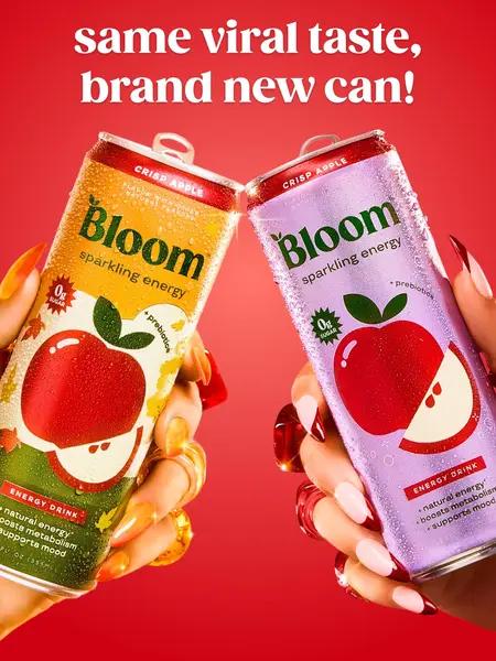 Bloom Sparkling Energy Drink - Natural Caffeine, Zero Sugar, 180mg Caffeine - Antioxidant-Rich with Green Coffee Bean, Green Tea Extract, Prebiotics, 12oz 12 Pack