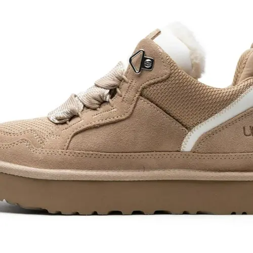 UGG Lowmel Sand Women's Fashion Suede Low-Top Sneaker - Comfortable Closed-Toe Casual Sneakers with Cushioned Midsole, Lightweight Support, Solid Laid-Back Trainer Footwear