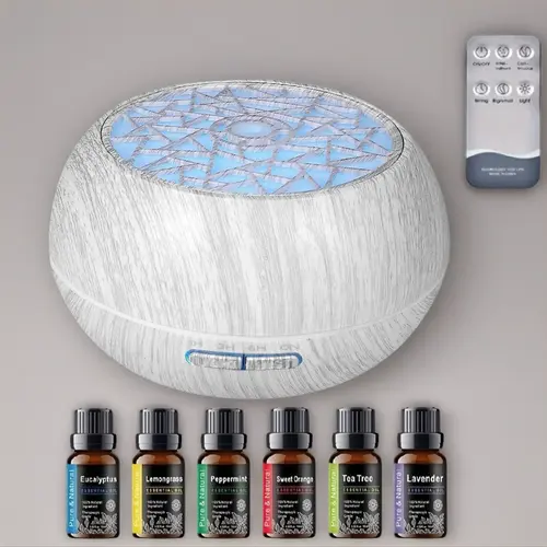 6 Therapeutic Oils Included 550ml Purifier Humidifier - Aromatherapy Machine, Cool Mist Humidifier, Automated Ultrasonic Aromatherapy Machine, Remote-Controlled Ambiance, Spa at Home for Family Use,back to school,back to school haul,sohochic