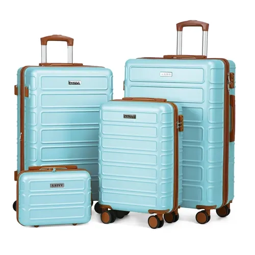 4PCS Sturdy ABS Luggage Set, Durable Hardshell Suitcases with TSA Lock, Expandable, 360-Degree Spinner Wheels, 13/20/26/28in, Ideal for Back to School & Summer Travel fathersdaygift, Luggage Sets, Carry-On Luggage Sets tiktokshopbacktoschool, Travel Lugga