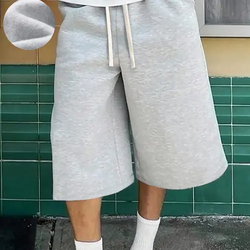 Men's Casual Elastic Drawstring Waist Soft Comfortable Fabric Baggy Wide-Leg Oversized Shorts with Pocket, Perfect for Daily Wear & Sports Activities, Drawstring Waistband Shorts