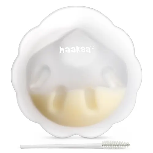 haakaa Petal Soft Silicone Milk Collector, Discreet Milk Catcher, Leak-Protection Breast Milk Saver, Reusable Breast Shells Milk Collection Cup for Breastfeeding with Cleaning Brush