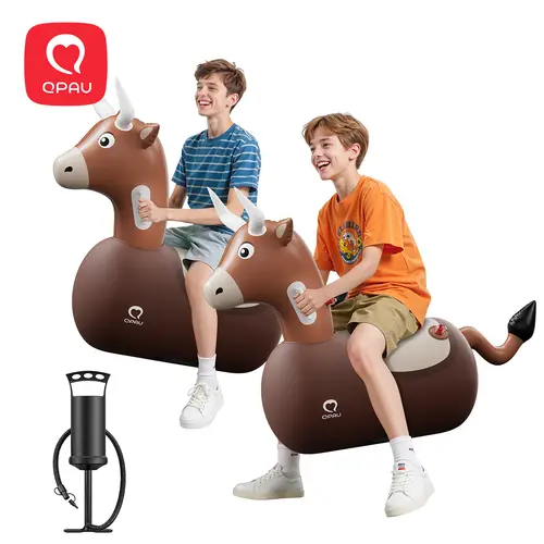 QPAU Kids Bull Toy 1/2PCS Set 220 lbs Weight Capacity Bouncing Animal Bull-Themed Suitable for Children 5+ Large Size Comfortable and Stable Dual Independent Air Chambers Safety Play Area homeessentials, tiktokshopbacktoschool, Halloween sohochic