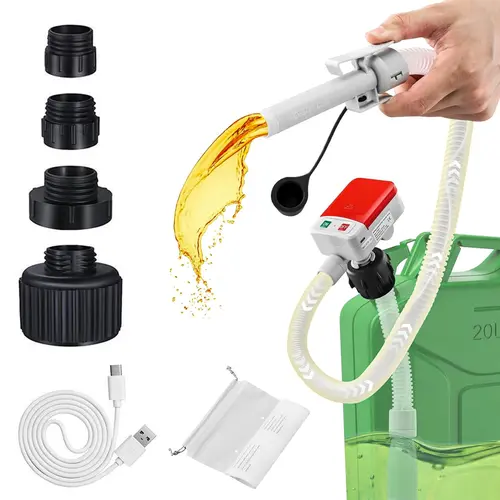 SHEKAR Auto-Stop Fuel Transfer Pump Rechargeable/Battery -2 Power Options, 3.2 GPM, for Gasoline, Diesel, Kerosene, Light Oils, and Non-Potable Water. for Cars, Motorcycles, Lawn Mowers, Chainsaws, Agricultural Equipment, Heavy-Duty Applications