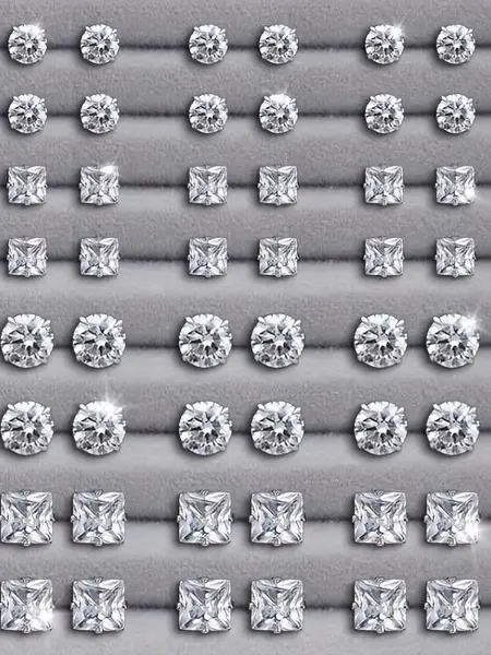 24 Pairs Exquisite Shiny Round Square Shaped Stud Earrings Sparkling Artificial Crystal Inlaid Earrings Set Party Wedding Engagement Anniversary Jewelry Set