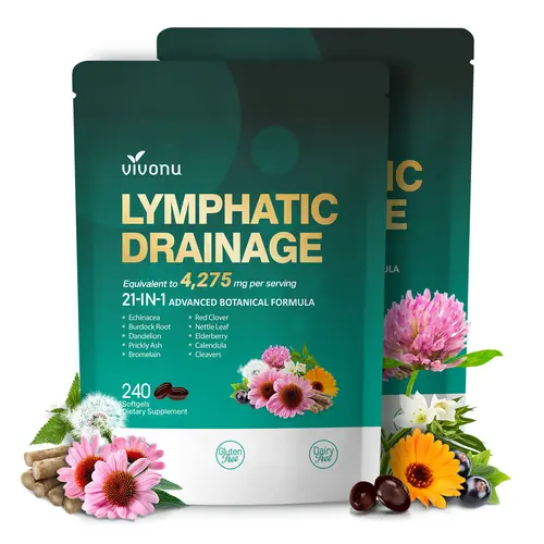 VivoNu  Lymphatic- Supports Lymphatic Circulation | Detox & Reduces Swelling | Key Ingredients: Echinacea, Dandelion, Nettle, Burdock, Calendula, Red Clover | 240 Capsules | Supports Immune System & Metabolism SummerVibes