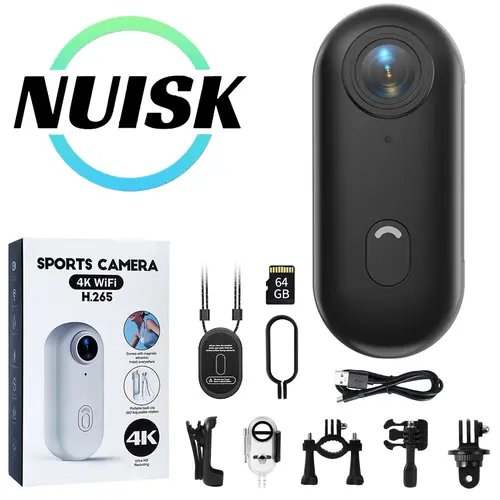 【Back To School】NUISK Mini Vlog Camera,Portable Body Camera, Vlog Recording Device,  WiFi Connection, 5V Power Supply Supported, U3-Spec Memory Card,Built-in Battery, Video & PhotoCapture, Ideal for Cycling,Travel and Daily Recording,sohochic