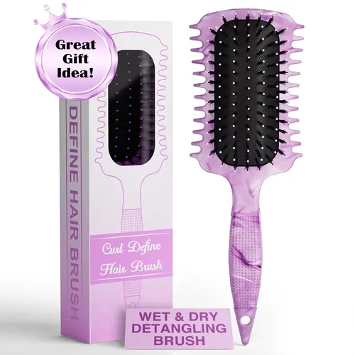 Wild Boar Bristle Curling Brush for Effortless Detanglement & Defining Curls - Volume Styling Tool for Women with Thick, Curly Hair, Hair Detangling Brush, Curly Locks, Natural Curls, Hair Detangler Brush, Hairbrush, Curling Brush Volumizer