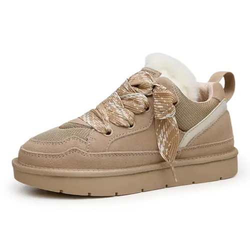 EVELLYHOOTD 2026 New Version Women's Low Top Ankle Shoes, Plush Upper Casual Trendy Trainers, Warm Winter Lightweight Anti-slip TPR Sole Athletic Footwear