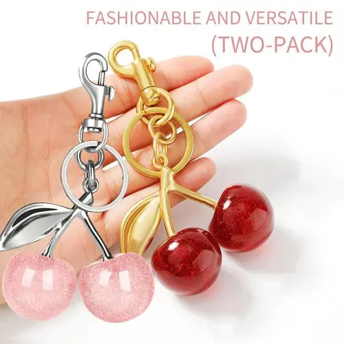 2 Count Cute Cherry Bag Charms Key Chains for Women, Purse & Handbag Accessories, Mother's Day Valentine’s Day anniversary wedding Gift sohochic