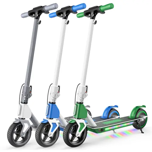 Kids Motorized Scooter (6+ Years), Foldable 150W Motor, 3-Speed, 5-in Flash Wheels, Colorful Lights, Adjustable Height, Dual Brakes, UL 2272 Certified, Musical, Multifunctional, Outdoor Fun Sports Equipment (6 Months Usage Reference)