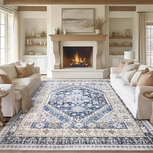 Art&Tuft Artistic Anti-Dust Indoor Area Rug - Non-Slip, Vintage, Large, Machine Washable, Stain-Resistant, Foldable Living Room Decor Home Goods for Aesthetic Rugs