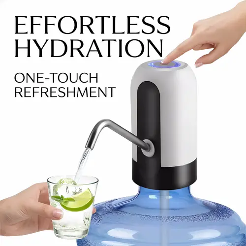 5gal Food-Safe Water Bottle Dispenser (White), USB-Charged Electric Automatic Pump, Suitable for Home, Office, Indoor & Outdoor
