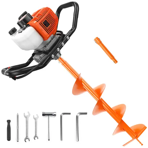 【toolupgrade】NEOTEC 52CC 2-Stroke Gas Powered Earth Auger Post Fence Hole Digger,Available with a single 8-inch Drill Bit or a Combo Set of 6-inch + 10-inch Drill bits to choose from, for Garden & Lawn Use