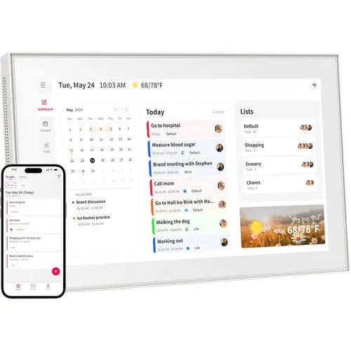 15.6-Inch Smart Touchscreen Wall Planner Digital Calendar - Wall Mount, Family Schedule Organizer, Smart Sync with Mobile Apps/ICloud Calendar, Digital Picture Frame, Keeps Everyone Organized for 2026-2027 Busy Family Planning