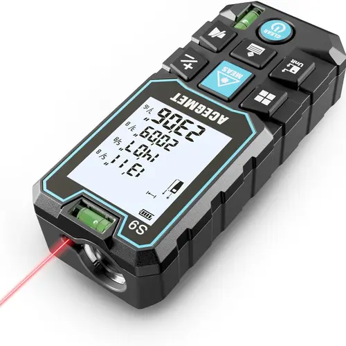 Laser Measure Device S9 ,229ft Digital Laser Tape Measure with 2 Bubble Levels, LCD Backlit Display, IP54 Waterproof, Pythagorean Mode for Distance, Area, Volume Industrial Home ,Men  Gifts