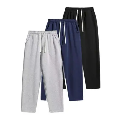 Men's Solid Rivet Design Sweatpants - Soft Comfy Essential Athleisure Bottoms, Male Clothing, Wide Leg Straight Pants for Casual Street Dance & Home Use, Plus Size Year-Round Wear,sohochic