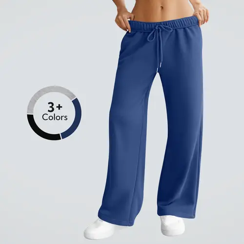 Dlooda Women's Wide Leg Sweatpants - Elastic Waisted, Drawstring, Basic Bottom with Pockets, Loose Fit, Cotton Polyester, Minimalist Design, Comfortable Machine Washable Pants for Daily Wear (3+ Colors),sohochic