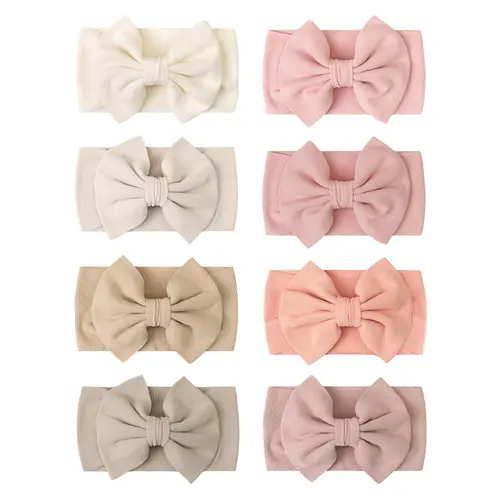Baby Large Bow Headband Set, Soft and Lightweight, Perfect for Daily Wear, Elastic Ribbed Headscarf, Ideal for Newborn Photography Props, Infant Headbands