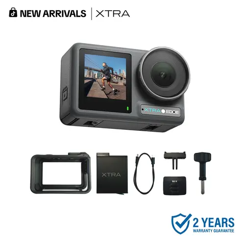Xtra Edge Action Camera Recording Device, 1/1.3" Sensor, 4K Cinematic Video, Hyper Stabilization, 52 Ft Waterproof, 3-Hour Battery, Universal Quick Mount, for Adventure Vlogging