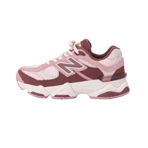 Women's NEW BALANCE 9060 Chunky Shoes - Pink Granite & Washed Burgundy Suede & Mesh Sneakers, Cushioned Sole, Mesh Base Feels Airy and Breathable, Great for Casual Walks & Light Runs, Bold Style for Casual Days, Breathable Running Sneakers, Rubber