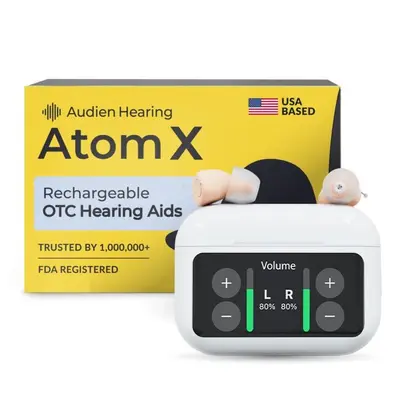 Audien Atom X OTC Hearing Aids for Adults – HSA/FSA Eligible, Premium Rechargeable In-Ear Hearing Aids with Touchscreen Volume Control, No Prescription