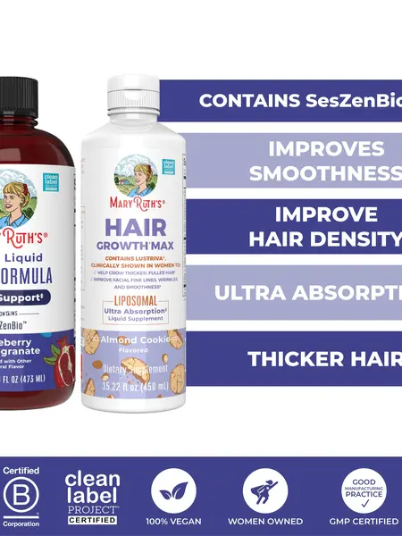 MaryRuth’s Advanced Hair Care Bundle – Daily Liquid Hair Formula 16 oz & Hair Growth Max Liposomal 15.22 oz