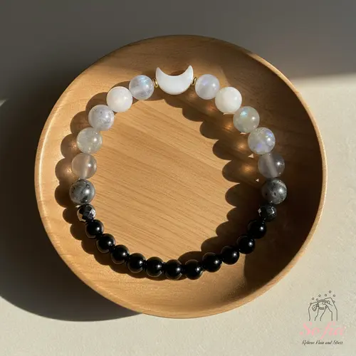 Sofia Moon Phase Natural Crystal Bracelet - Exquisite Pretty Cute Accessories, Lunar Energy Healing Jewelry, Cleanse Inner Peace Gf Gift for Women
