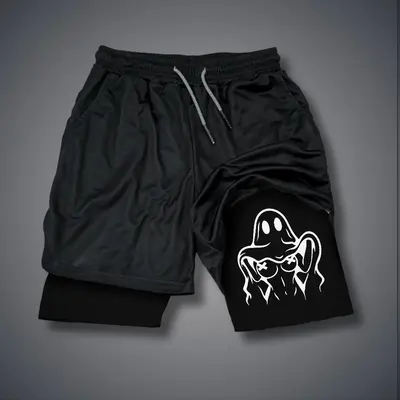 80s 90s summer men jorts outfit men graphic shorts Double-layer sports shorts Comfortable summer