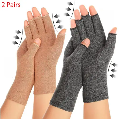 Women's 2-Pairs High-Quality Cotton Fingerless Arthritis Compression Gloves with Thumb Sleeve, Breathable Healthcare Accessory for Carpal Tunnel Pain Relief, Blood Circulation Boost, Faster Wrist Recovery, Everyday Use,sohochic
