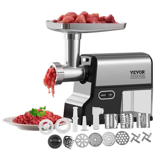 【Summerfinds】VEVOR Meat Grinder,  3 Lbs/Min Capacity Electric Meat Grinders with Blade, Grinding Plate, Sausage Maker, Kubbe Kit, Stainless Steel Meat Mincer for Home Kitchen