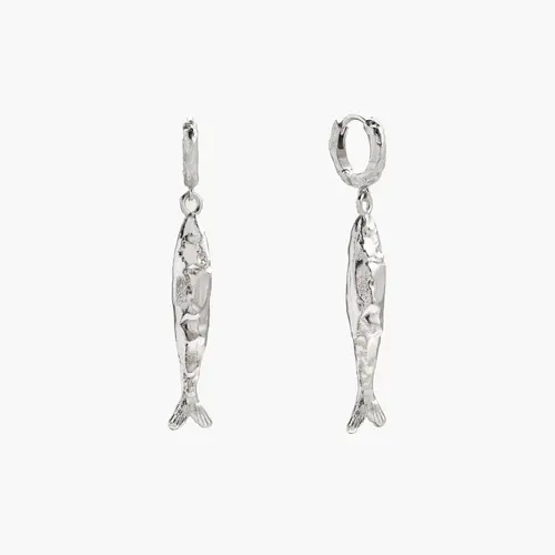 en route Silver Anchovy Earrings, Textured Fish-series Jewelry, Versatile Accessory for Layering, Matching Sets and Casual to Bold Outfits