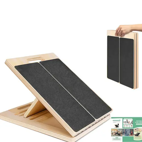 Slant Board for Calf Stretching, Adjustable Portable Wooden Incline Board for Calf Stretcher with Training Poster, 300 Lbs Weight Capacity Calf Stretch Wedge for Leg Exercise, Squat & Physical Therapy