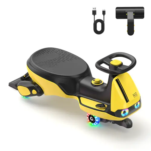 FanttikRide N10 Classic Pedal Electric Wiggle Car Kids Toy (Ages 2+, 150 Lbs) - Type-C Rechargeable 1,000 Cycles Battery, 1-Click Detachable Mop, GlideWiz, Anti-Rollover, RGB Lights, Bluetooth, Smart Voice Alerts, 2.7L Under-Seat Storage
