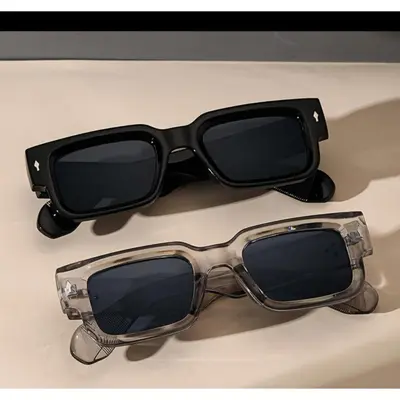 2-Pack Y2K Retro Trendy Square Sunglasses Black & Clear Frames UV400 Shield Perfect for Summer Beach Trips Travel & Streetwear Unisex Lightweight Polarized Sports, Streetwear Outfits, Men's Sunglasses