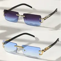 XUH Men's 2-Piece Chic Coloured Borderless Rectangular Sunglasses, Lightweight Plastic Frame, Color-Tinted Sun-Protective Lenses, Casual Daily Fashion Accessory, Ideal Gifts for Boyfriend, Unique Gifts For Man